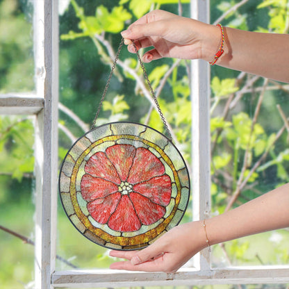 Red Flower Stained Glass Suncatcher Window Decor Gift for Mom Friend Birthday