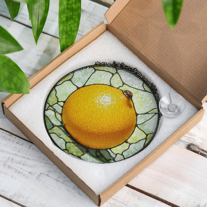 Orange Stained Glass Suncatcher Citrus Window Decor Gift for Nature Lovers