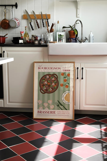 Beef Bourguignon Poster, Kitchen Art, Kitchen Poster, Kitchen Print, Food Print, Modern Kitchen Decor, Retro Poster, Coffee Poster