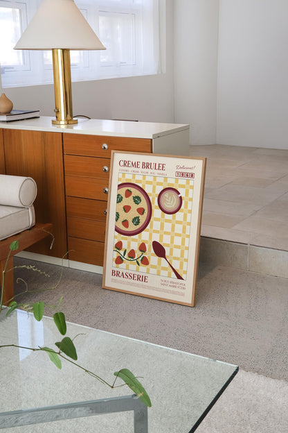 Creme Brulee Poster, Kitchen Art, Kitchen Poster, Kitchen Print, Food Print, Modern Kitchen Decor, Retro Poster, Coffee Poster