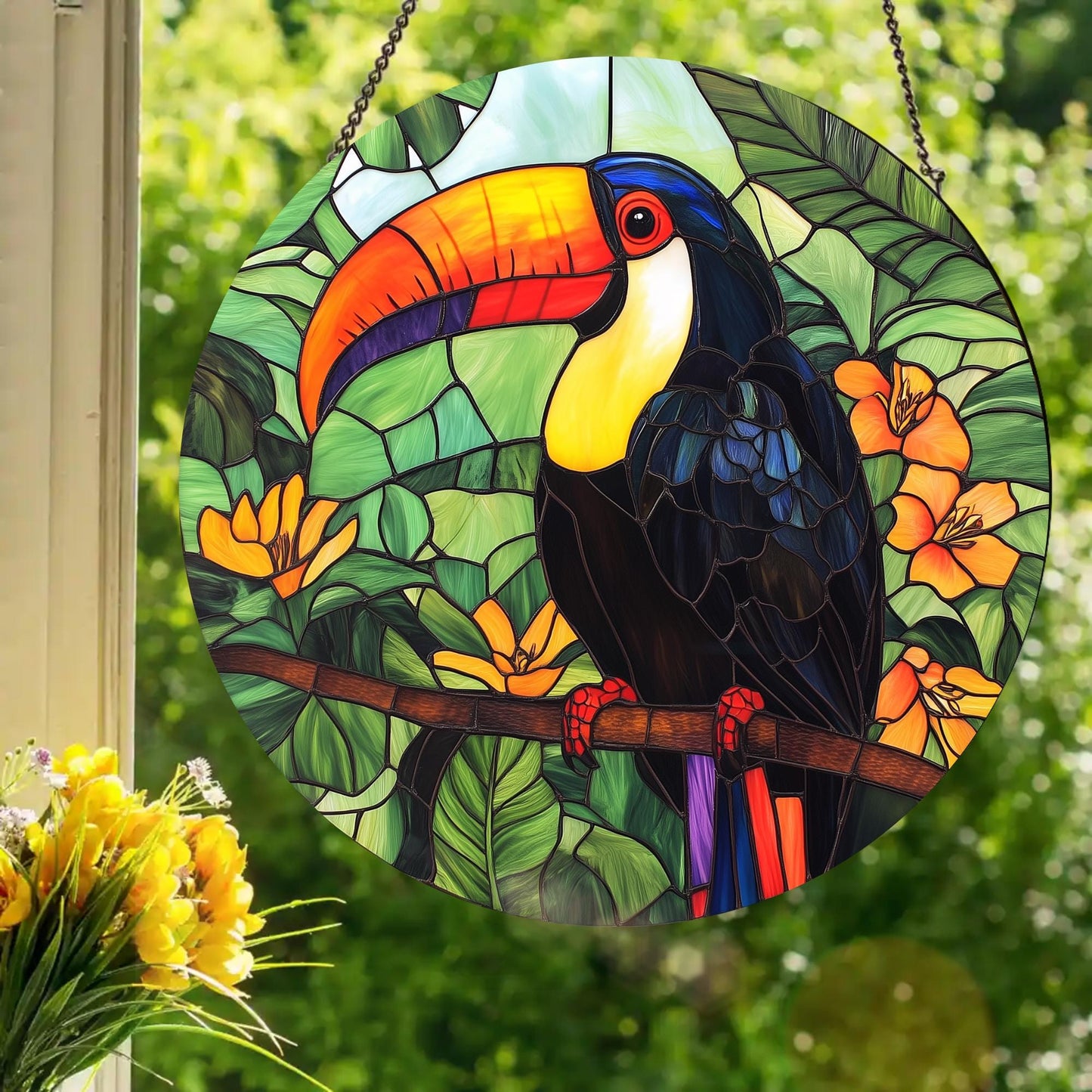 Toucan: Stained Glass Style Window Hanging