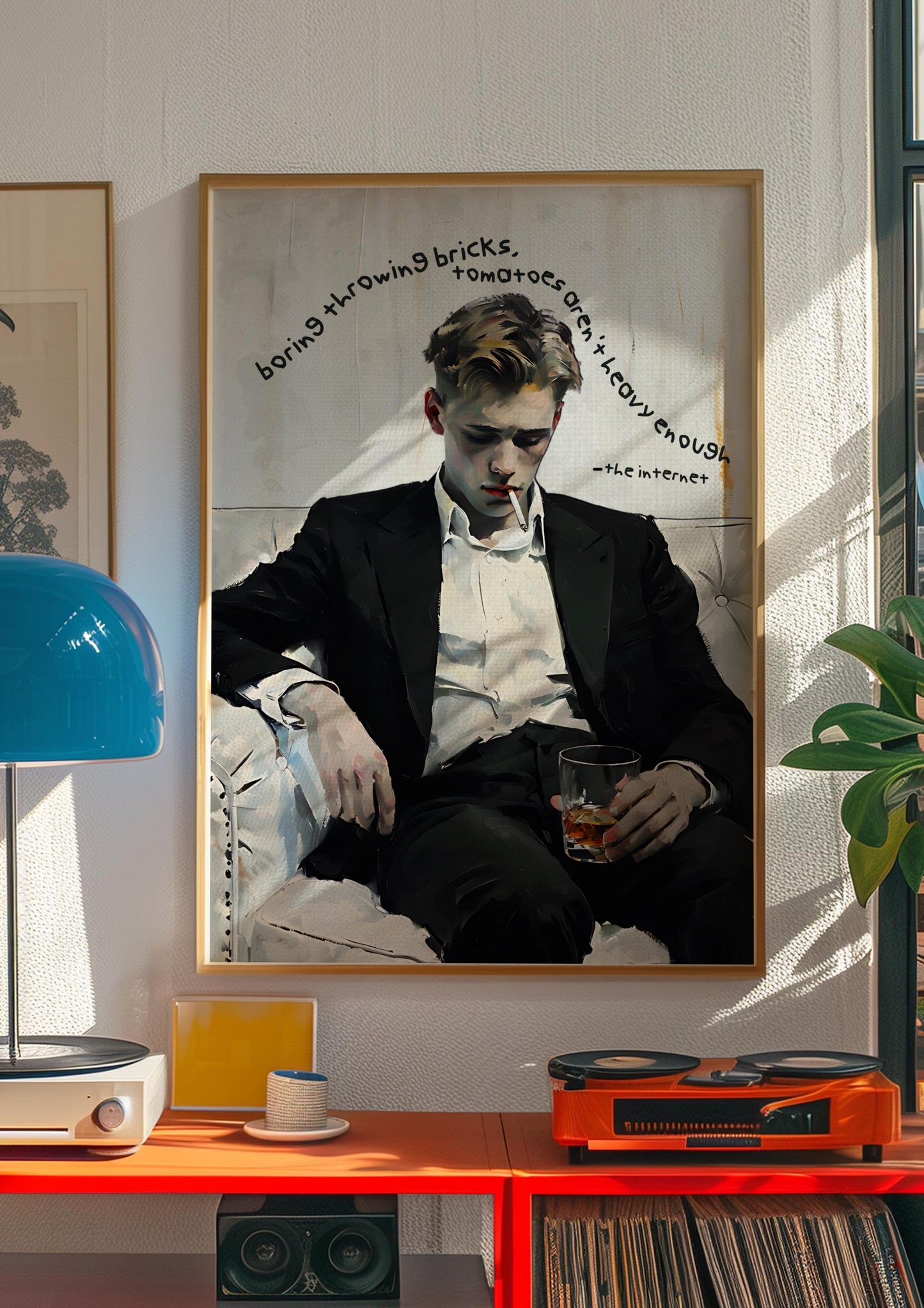 Sad Boy On Internet - Vintage Cigarette Poster, Retro Marlboro Print, Vintage Poster, Tobacco Poster, Vintage Ralph Lauren Ad, oil painting