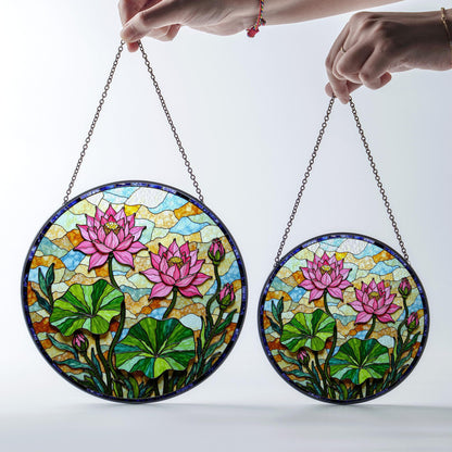 Lotus Flower Stained Glass Suncatcher Window Decor Gift for Mom Friend