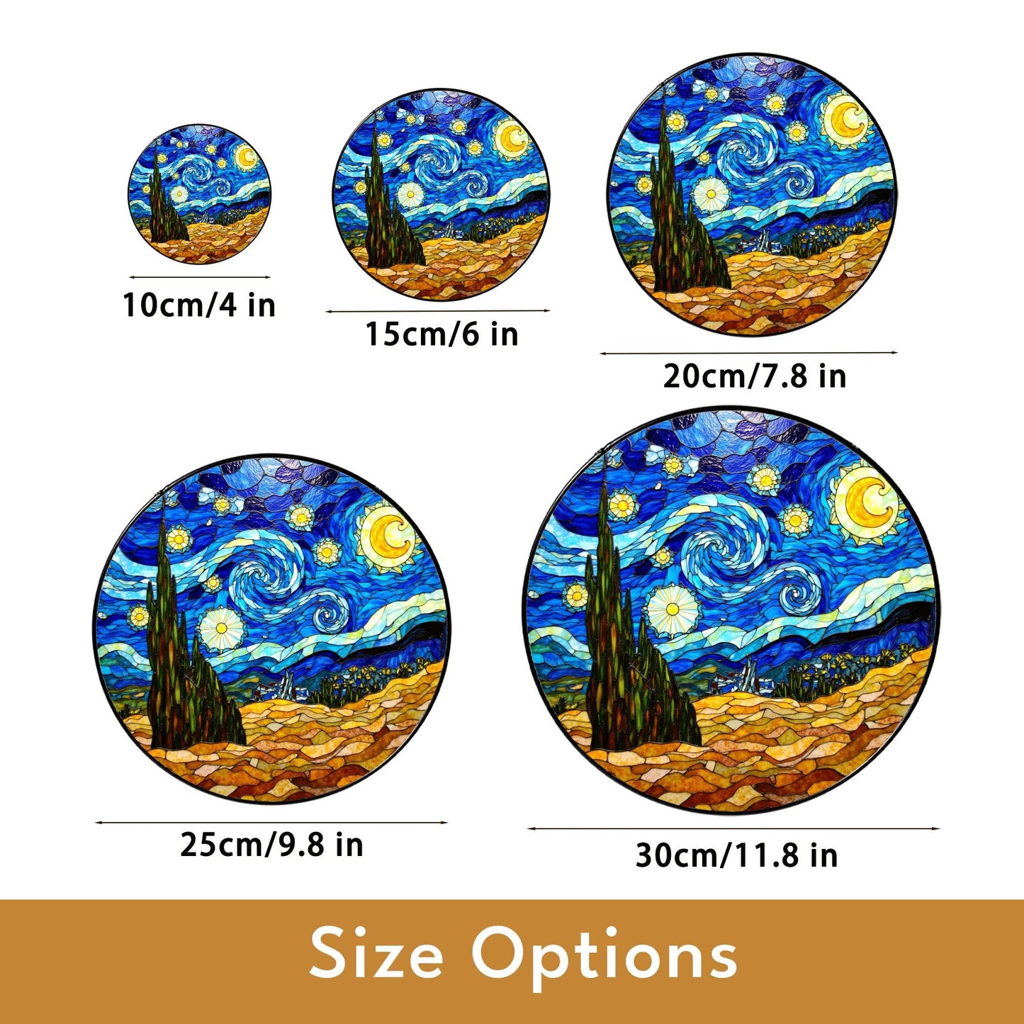 Starry Night Stained Glass Suncatcher Window Decor Gift for Art Lovers