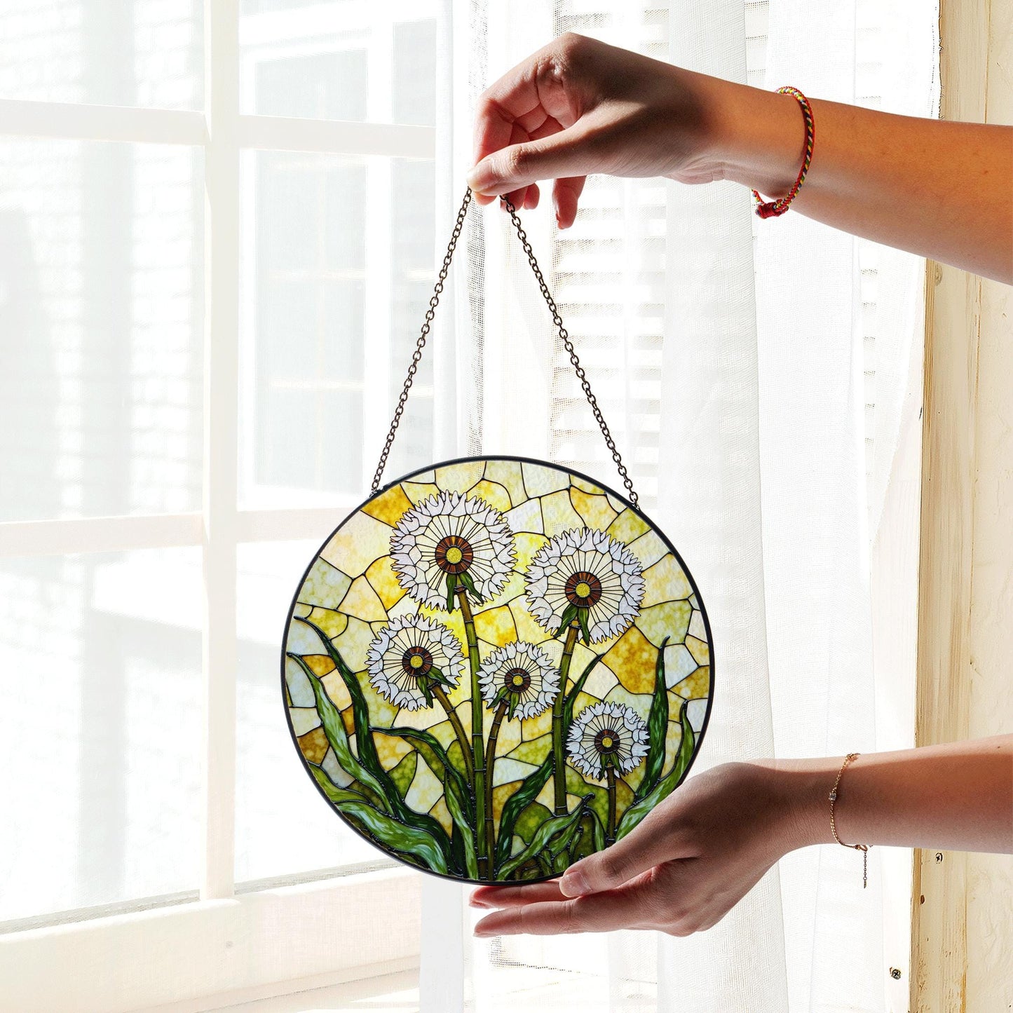 Dandelion Stained Glass Suncatcher Window Decor Gift for Nature Lovers