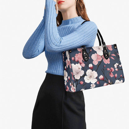 Cherry Blossom Dreams Handbag. Square Tote Bag, Waterproof PU Leather Tote, Top Handle Vegan Leather, Crossbody, Shoulder bag,