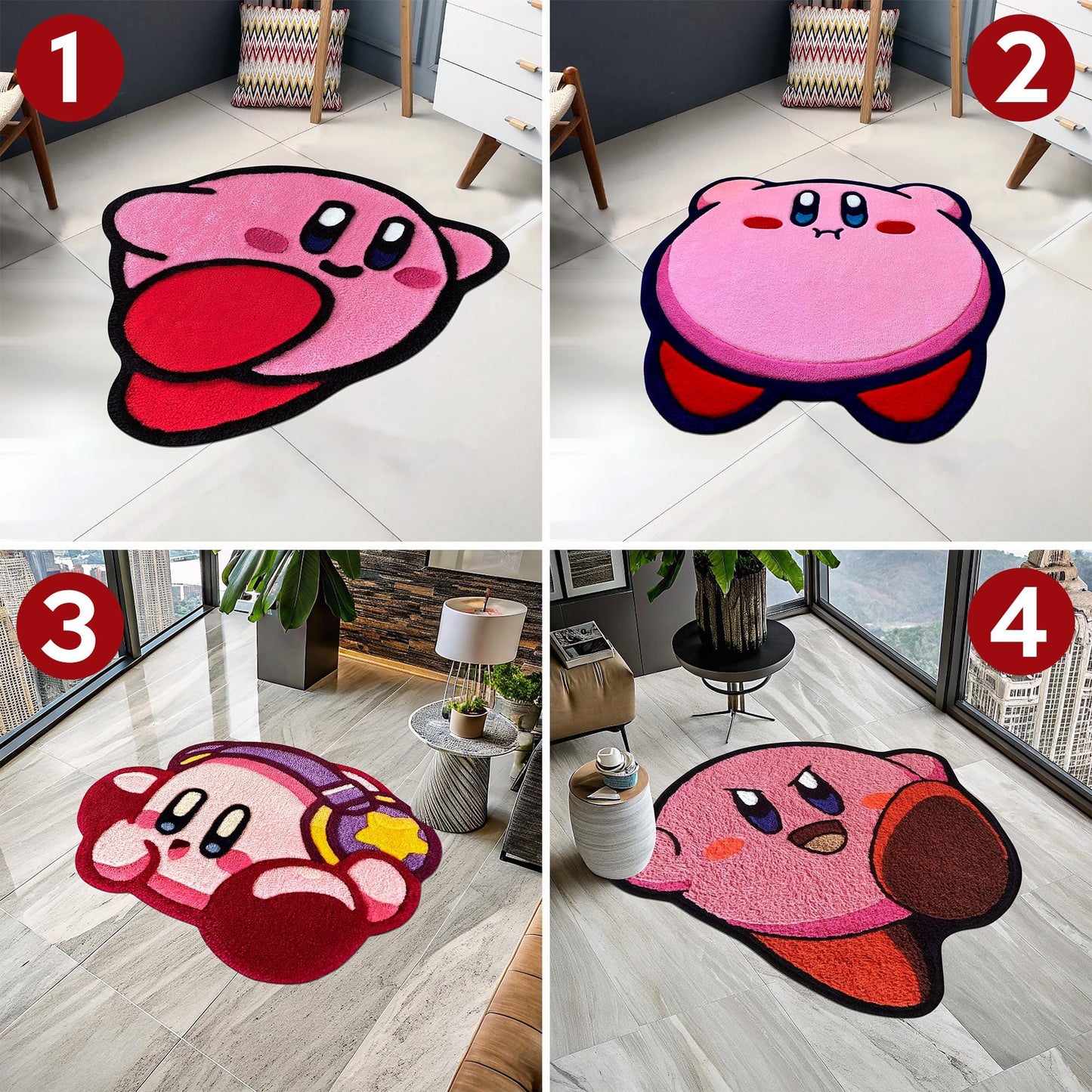 Kirby Game Rug, Cute Rug, Pink Rug, Kirby Rug, Gift for Daughter, Video Game Characters, Kids Room Rug, Area Rug, Tufted Look Printed Rug