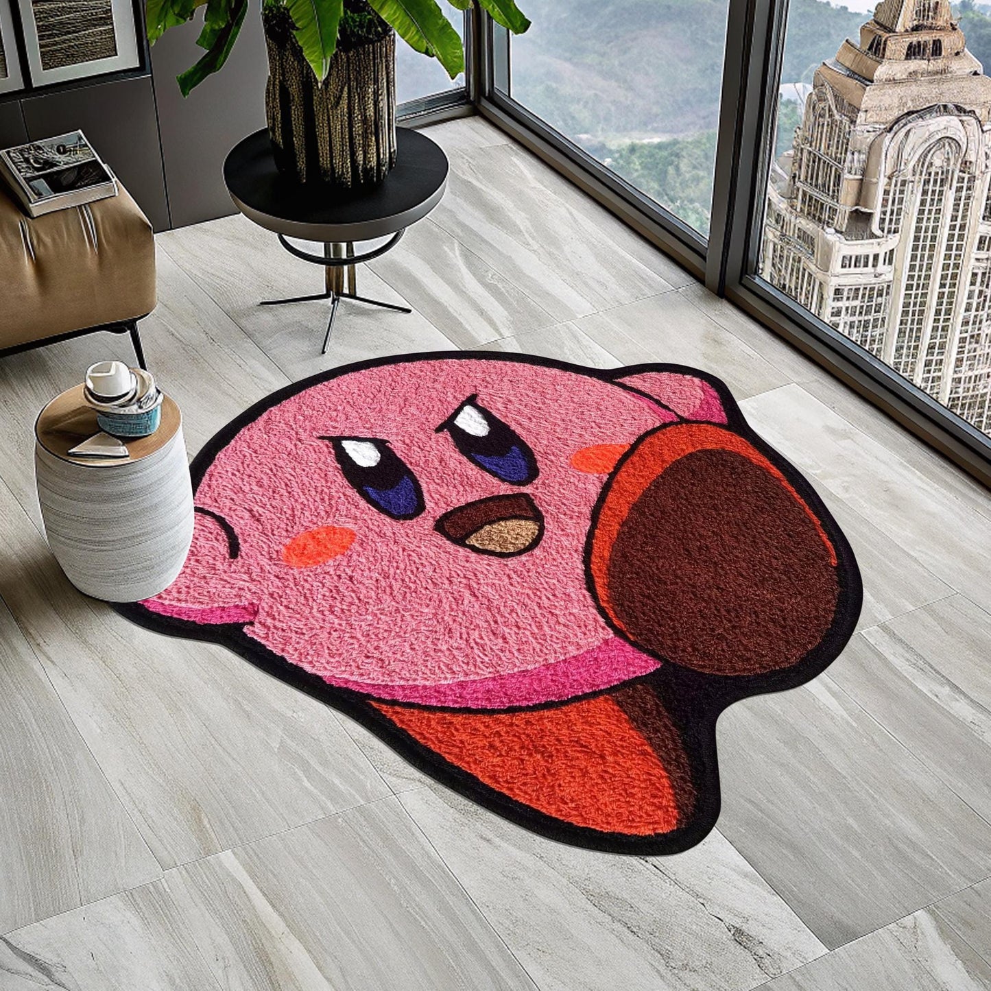 Kirby Game Rug, Cute Rug, Pink Rug, Kirby Rug, Gift for Daughter, Video Game Characters, Kids Room Rug, Area Rug, Tufted Look Printed Rug