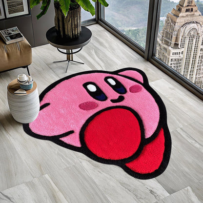 Kirby Rug, Kirby Game Rug, Cute Rug, Pink Rug, Gift for Daughter, Video Game Characters, Kids Room Rug, Area Rug, Tufted Look Printed Rug
