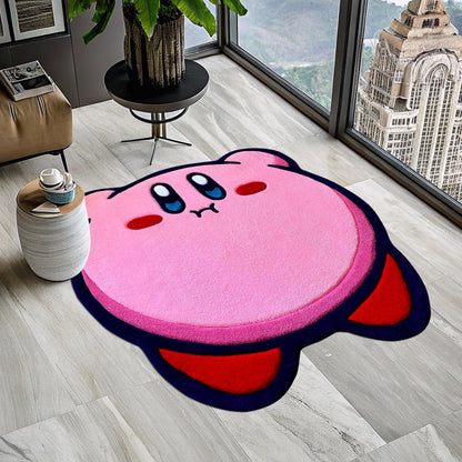 Kirby Rug, Kirby Game Rug, Cute Rug, Pink Rug, Gift for Daughter, Video Game Characters, Kids Room Rug, Area Rug, Tufted Look Printed Rug