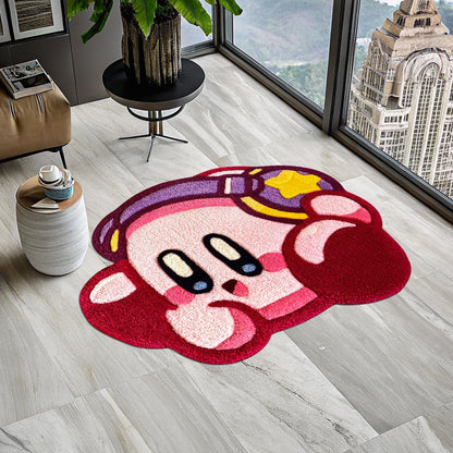 Kirby Rug, Cute Rug, Gift for Daughter, Video Game Characters, Kirby Game Rug, Pink Rug, Kids Room Rug, Area Rug, Tufted Look Printed Rug