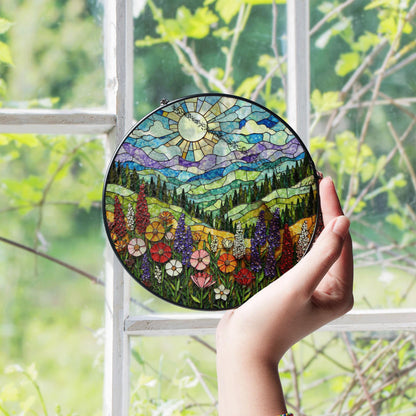 Colorful Flower Stained Glass Sun Catcher Window Art Gift for Her