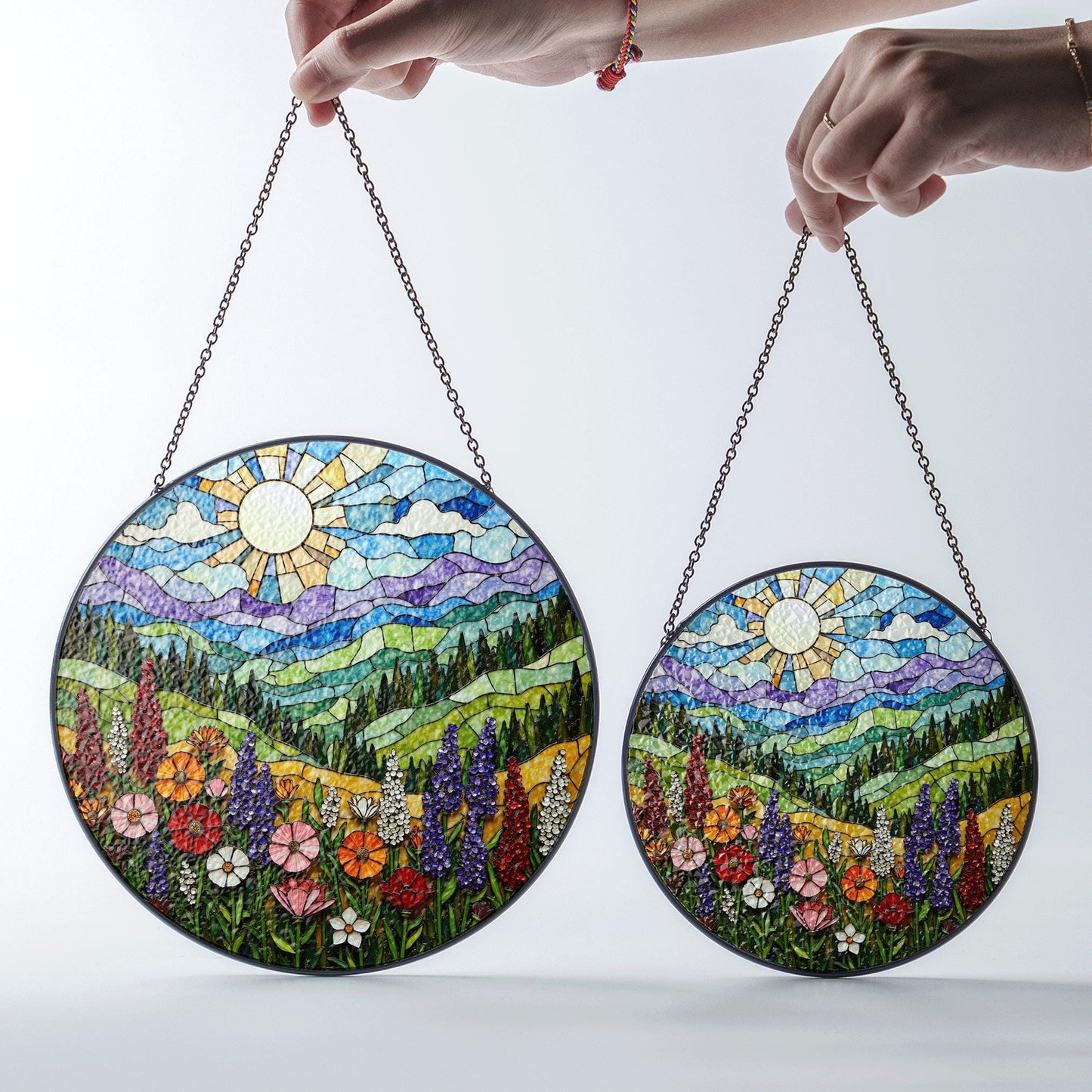 Colorful Flower Stained Glass Sun Catcher Window Art Gift for Her