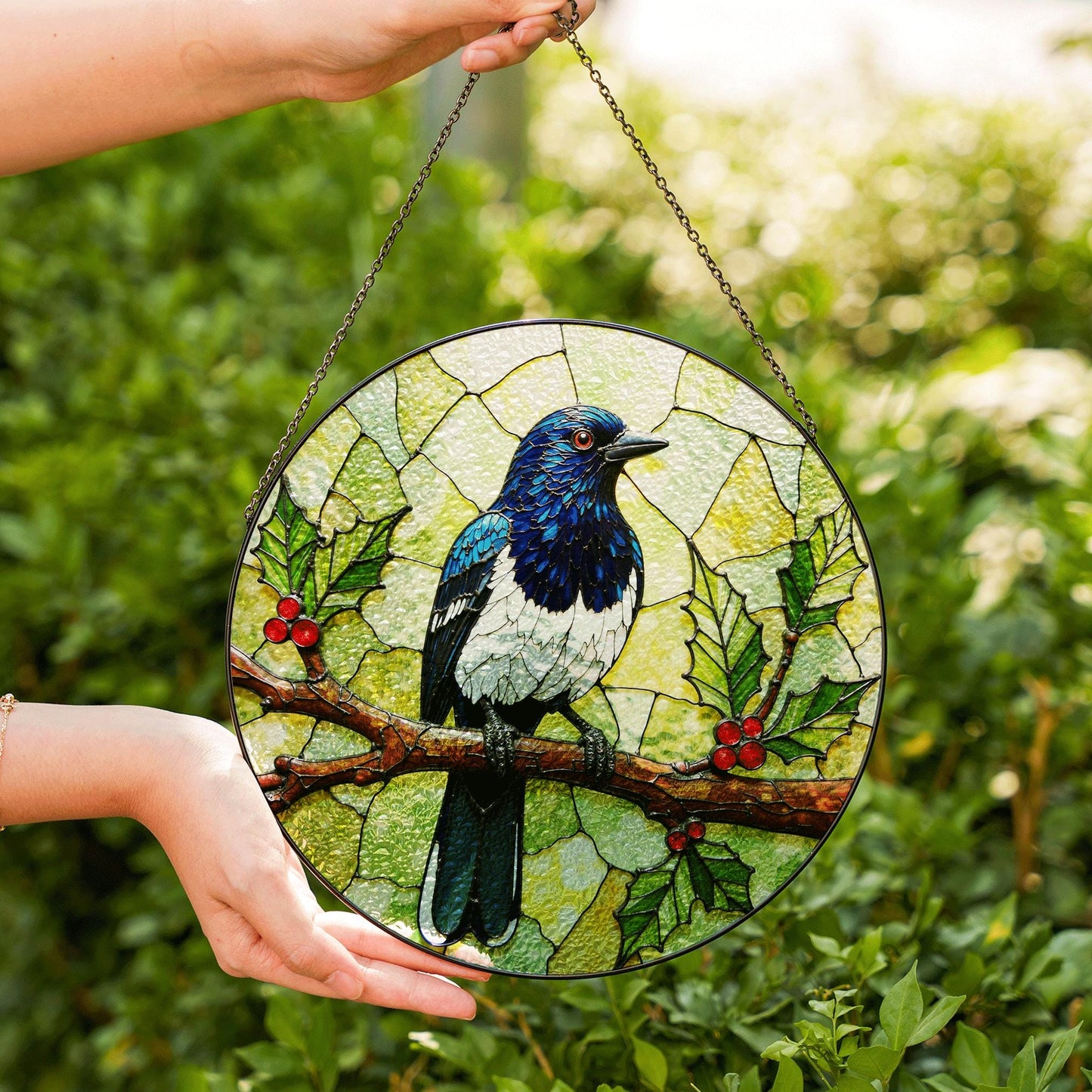 Stained Glass Bird Suncatcher Window Hanging Gift for Bird Lovers Home Decor