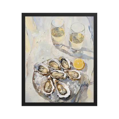 Oyster and White Wine Bar Cart Art Print | Cute Quirky Whimsical | Cocktail Art Bar Cart Decor | Coastal Wall Art | Oyster Art Print Gift