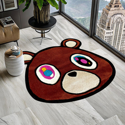 Kanye West Bear Rug, Bear Rug, Kanye West Dropout Bear Rug, Kanye West CD Rug, CD Rug, Music Album Rug, Music Decor, Tufted Look Printed Rug
