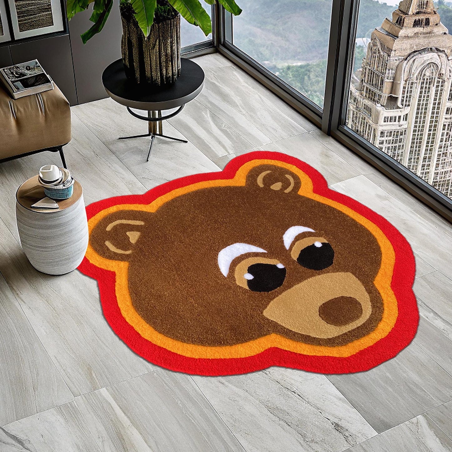 Kanye West CD Rug, CD Rug, Music Album Rug, Kanye West Bear Rug, Bear Rug, Kanye West Dropout Bear Rug, Music Decor, Tufted Look Printed Rug