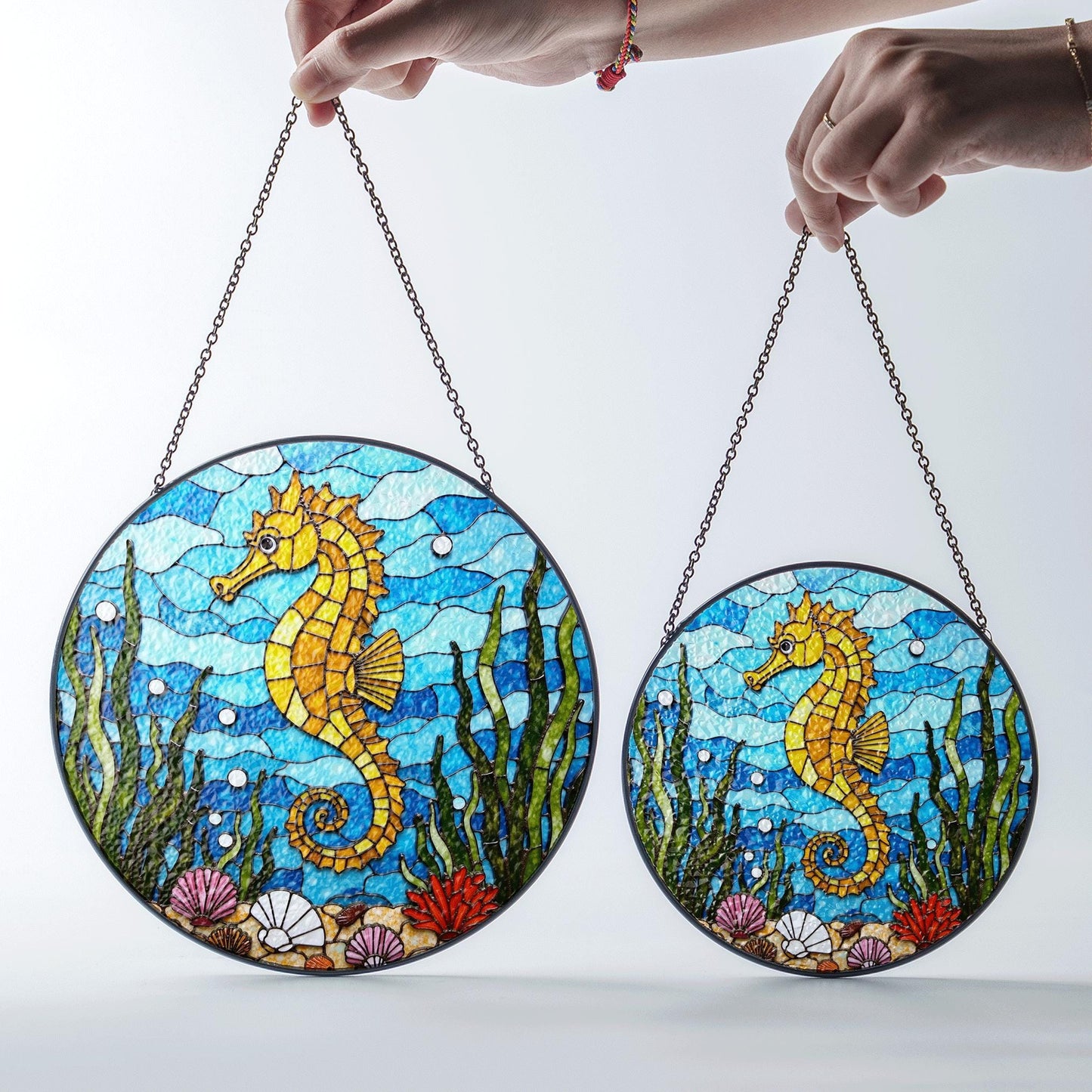 Seahorse Stained Glass Suncatcher Ocean Decor Window Hanging Gift for Sea Lovers