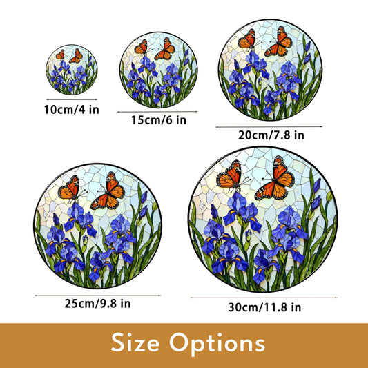 Butterfly Iris Stained Glass Suncatcher Window Decor Gift for Mom