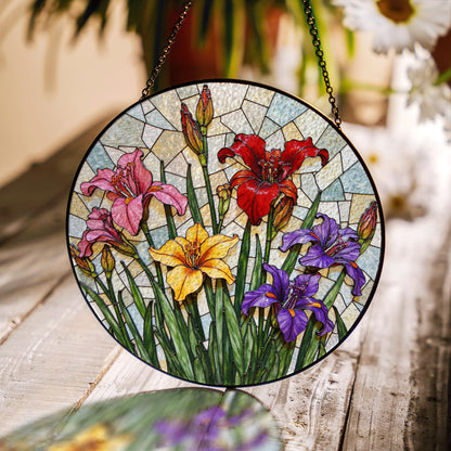 Stained Glass Flowers Suncatcher Window Hanging Gift for Mom Friend
