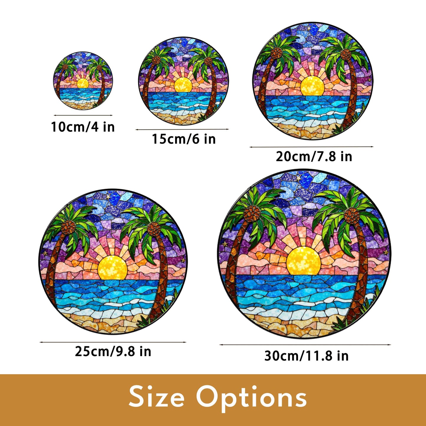 Tropical Beach Sunset Suncatcher Stained Glass Palm Tree Gift for Nature Lovers