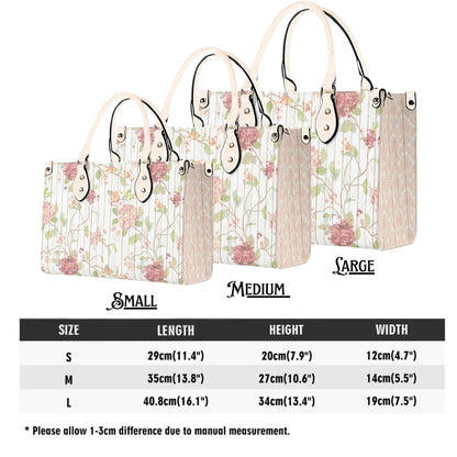 Rustic Spring Floral Tote Purse. Womans leather purse. Floral handbag. Gift for her, Gift for Friend. Leather handbag.