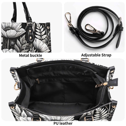 Inkwell Blooms- Trendy Handbag, Waterproof PU Leather Handbag, Top Handle Vegan Leather, High-quality Crossbody Bag, Shoulder bag