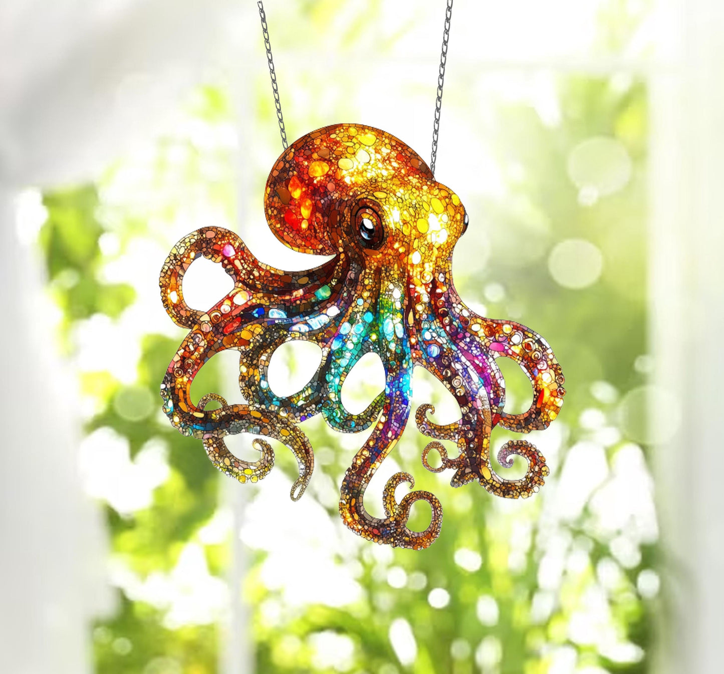 Galaxy Octopus Acrylic Window Decor, Sea Octopus Decor, Acrylic Octopus Window Hangings Art Decoration, Gift for dad, Sea Lovers,House decor
