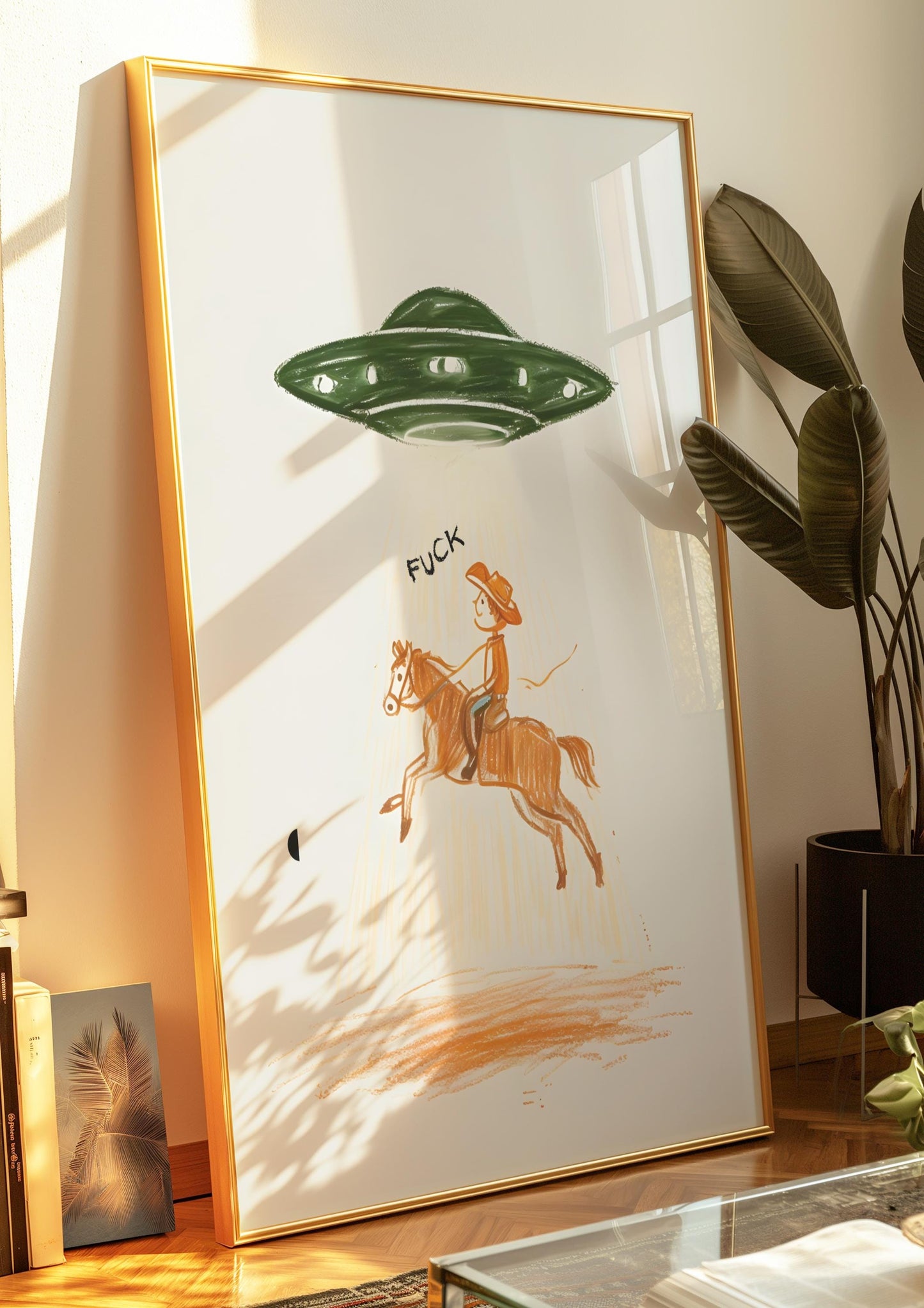 Cowboy UFO Poster Print, ufo cowboys, ufo poster print, ufo alien poster, ufos aliens posters, vintage shirt alien, vintage ufo aliens art