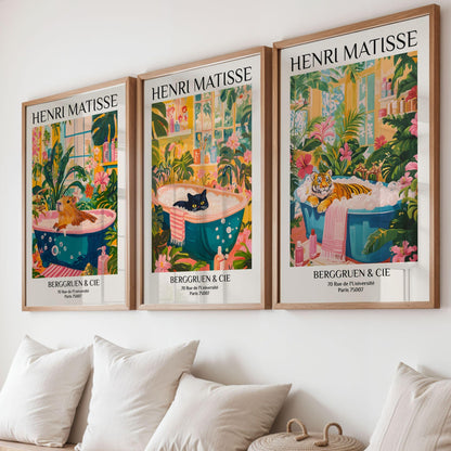 Capybara in Bathtub Print Tropical Pink Bathroom Wall Art Matisse Inspired Animal Poster Aesthetic Spa Decor for Home Wall Art