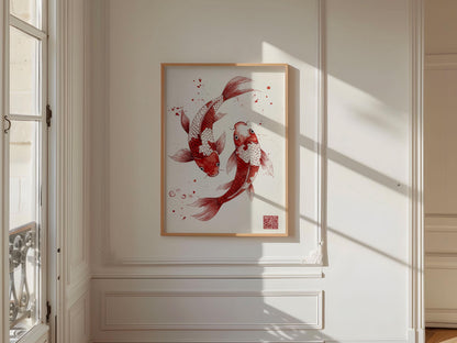 Red Koi Print, Japanese wall art Print, Vintage Print, Trendy Wall Art, Aesthetic Wall Art, Koi Fish Print, Japanese Print, Gift Idea