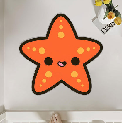 Adorable Starfish-Shaped Rug – Cute and Playful Cartoon Ocean-Themed Floor Decor for a Fun and Cozy Space Polyester rug