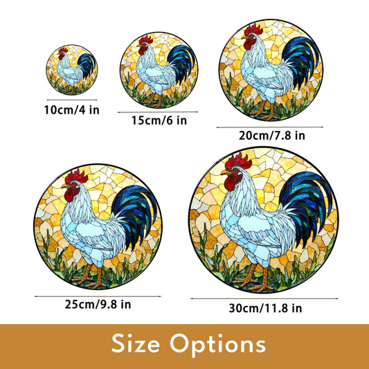 Stained Glass Rooster Suncatcher Handcrafted Colorful Window Art Gift for Bird Lovers