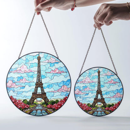Stained Glass Eiffel Tower Suncatcher Paris Skyline Window Hanging Gift