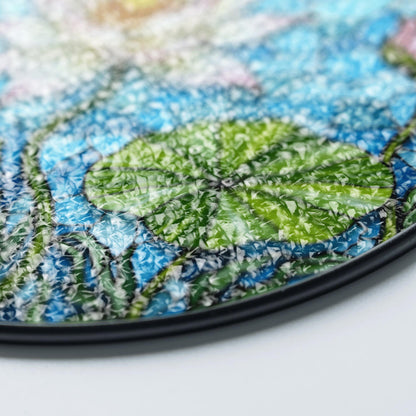 Hand-Painted Lotus Flower Suncatcher – Stained Glass Window Decor – Tranquil Gift for Nature Lovers