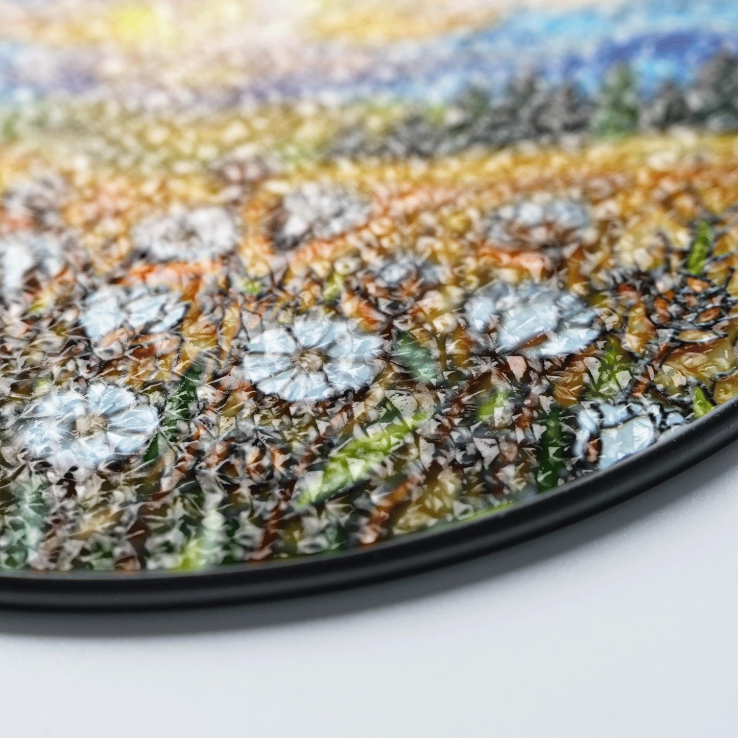 Moonlit Wildflower Meadow Stained Glass Suncatcher – Nature Scene Window Decor Gift for Garden Lovers