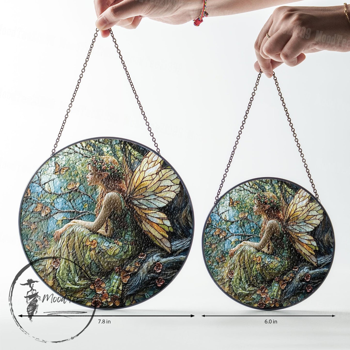 Fairy Stained Glass Window Hanging, Enchanting Nature Art, Fantasy Home Decor, Magical Fairy Art, Unique Gift for Fantasy Lovers