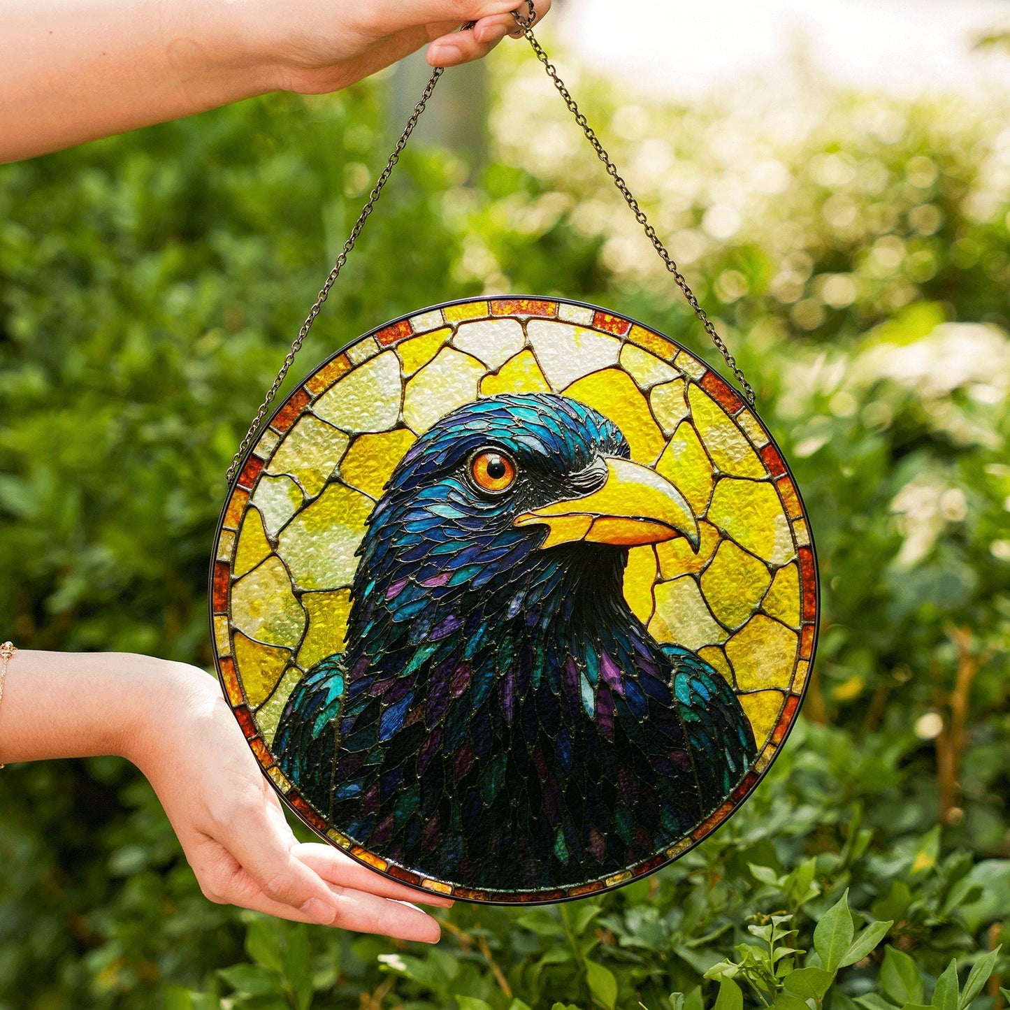 Stained Glass Starling Suncatcher Handcrafted Bird Window Decor Gift