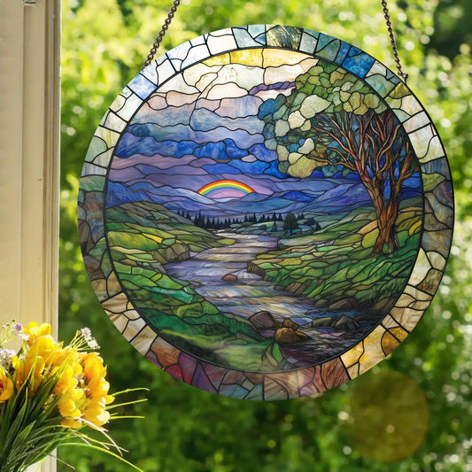 Stormy Rainbow: Stained Glass Style Window Hanging