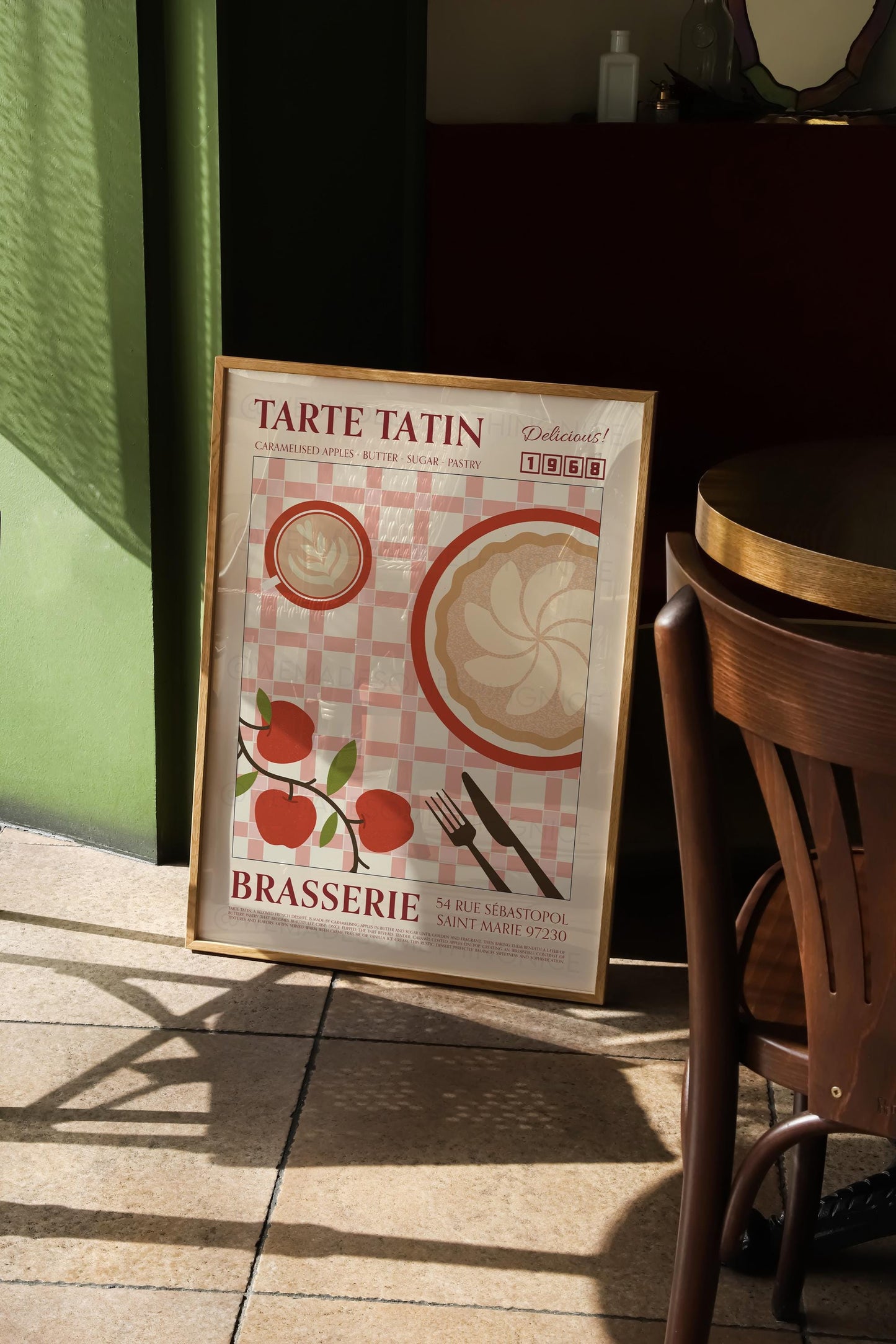 Tarte Tatin Poster, Kitchen Art, Kitchen Poster, Kitchen Print, Food Print, Modern Kitchen Decor, Retro Poster, Coffee Poster
