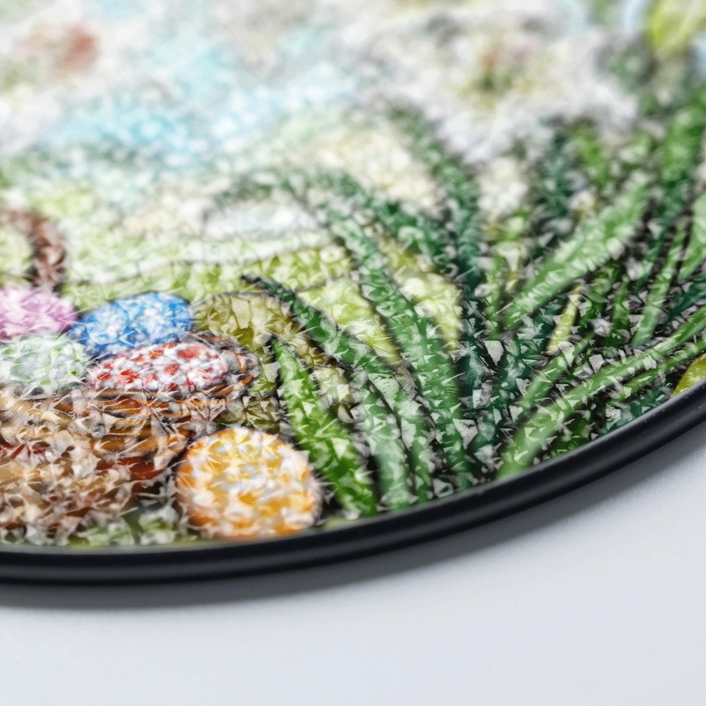 White Lilies and Easter Eggs Basket Stained Glass Suncatcher Window Hanging Gift for Grandma