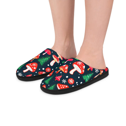 Christmas Slippers ForMen Red Mushroom ChristmasTree Snowflake Winter Indoor House Shoes Men's Home Footwear Holiday Cozy Gifte ForHim