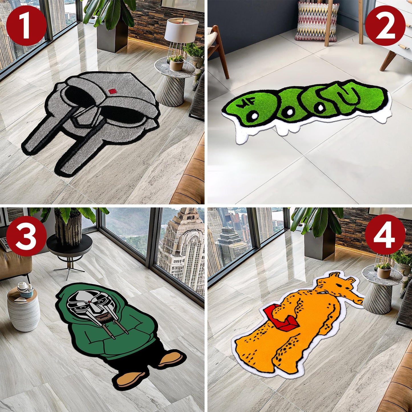 Quasimoto 'Lord Quas', Doctor Doom Rug, Quasimoto Rug, Doom Rug, Mf Doom Rug, Quasimoto Inspired Rug, Hip Hop Rug, Tufted Look Printed Rug