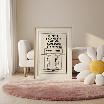 Funny Coffee Art Print: Espresso Machine, Retro Kitchen Decor
