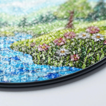 Scenic Forest River Landscape Stained Glass Suncatcher Window Hanging Gift for Nature Lovers