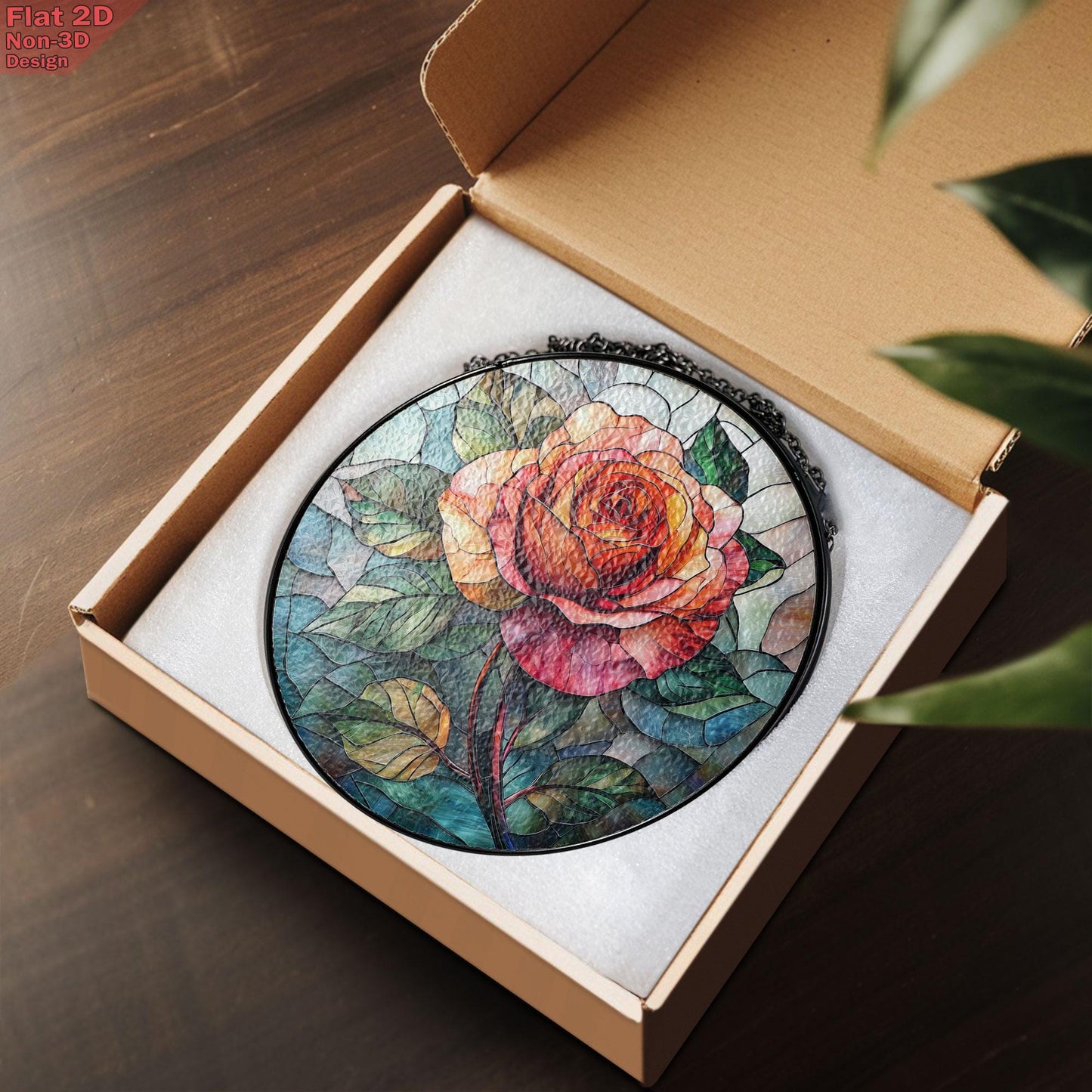 Rose Bouquet Stained Glass Suncatcher, Style Wall and Window Decoration, Special Gifts for Women, Rose Flowers Gifts, June Birthday Gift