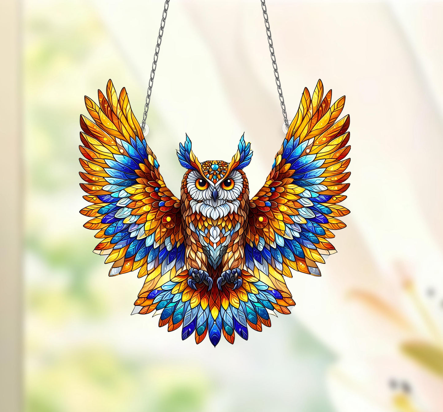 Owl Acrylic window hanging, Owl Acrylic Wall Window Hanging Art Decoration, Owl Lovers GIft, Bird Lover Gift, Housewarming Decor