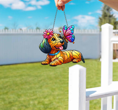Mother's day gift set 2025, Dachshund and Butterfly ACRYLIC Window Hanging, Dachshund Lover Decor, Dachshund Mom Gift,Gift For Dachshund Mom