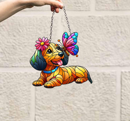Mother's day gift set 2025, Dachshund and Butterfly ACRYLIC Window Hanging, Dachshund Lover Decor, Dachshund Mom Gift,Gift For Dachshund Mom