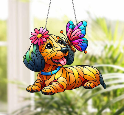 Mother's day gift set 2025, Dachshund and Butterfly ACRYLIC Window Hanging, Dachshund Lover Decor, Dachshund Mom Gift,Gift For Dachshund Mom